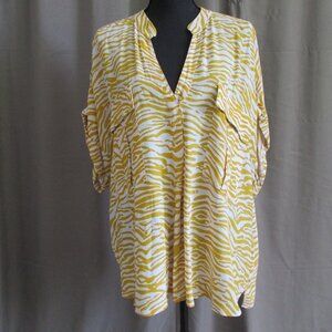 Anthropologie Maeve Yellow Zebra Print Top Blouse Sz XL Beautiful!